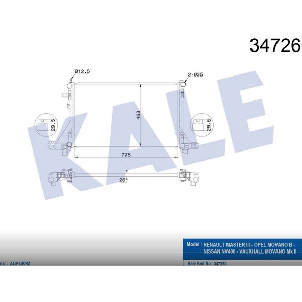 RADYATÖR SU MASTER III 10= / 2.3 DCI M-T ÇİFT TEKER KLİMALI MEKANİK ürün görseli