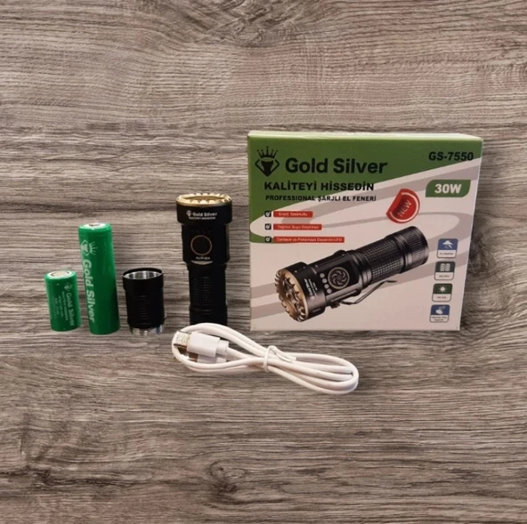 GOLD SILVER 30w Profesyonel Şarjlı Ledli Elfeneri 3 Kademeli Işık Ve Flaşör IP44 - 4