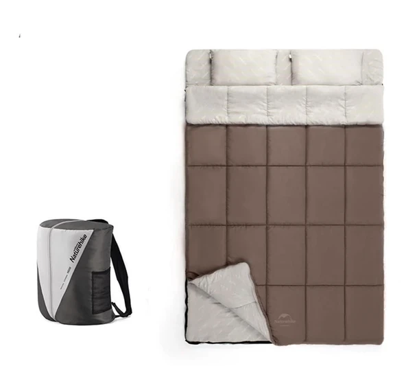 Naturehike HD250 Zarf Tarzı Yastıklı Çift Kişilik Pamuklu Uyku Tulumu Straw Brown (Kahverengi) ürün görseli