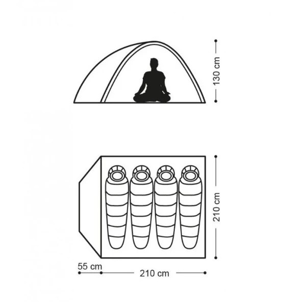 Naturehike P-Serisi 4 Kişilik Kamp Çadırı Yeşil - Resim 4