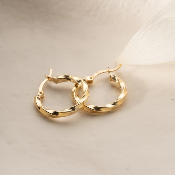 925 Ayar Gümüş Burgulu Halka Küpe - Resim 2