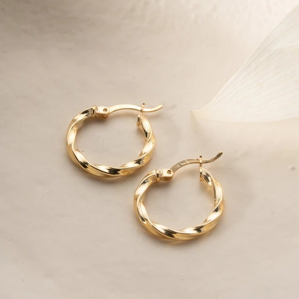 925 Ayar Gümüş Burgulu Halka Küpe - Resim 4