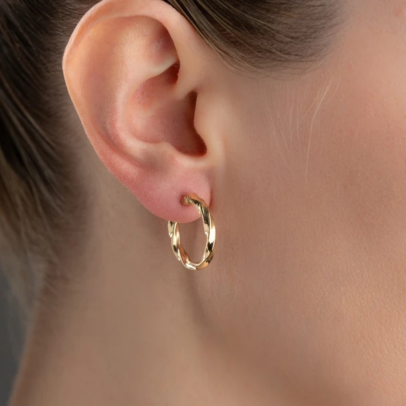 925 Ayar Gümüş Burgulu Halka Küpe - Resim 3