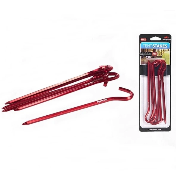 Naturehike Alüminyum Çadır Kazığı 18cm 6 Adet (Kırmızı) ürün görseli