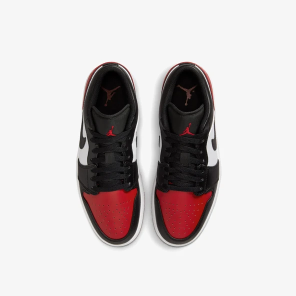 NİKE Jordan Air 1 Low Erkek Siyah - Kırmızı Spor Ayakkabı 553558-161 - 4