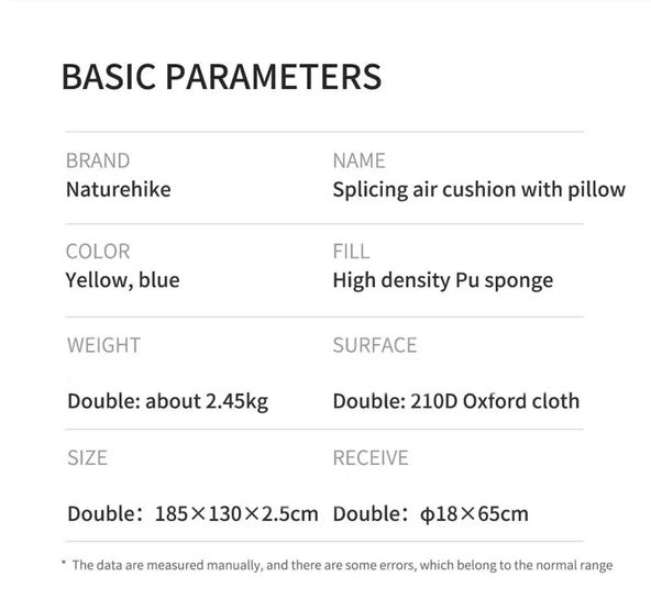 Naturehike Ultralight Çift Kişilik Şişme Kamp Matı 185*130*2.5 cm Sarı - 3