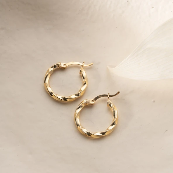 925 Ayar Gümüş Burgulu Halka Küpe - Resim 6