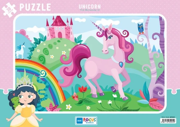 Blue Focus Unicorn (Tek Boynuzlu At) - Puzzle 30 Parça ürün görseli