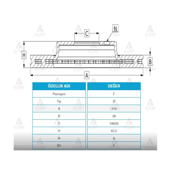 FREN DISKI HILUX 06-19 PICKUP 3.0 REVO / ÖN HAVALI 319-6 ürün görseli
