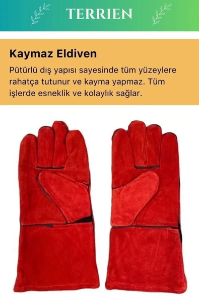 Premium Serisi Yanmaz Isıya Dayanıklı Eldiven Kaynak Yangın İçin Su Geçirmez Çok Amaçlı Deri Eldiven - 2