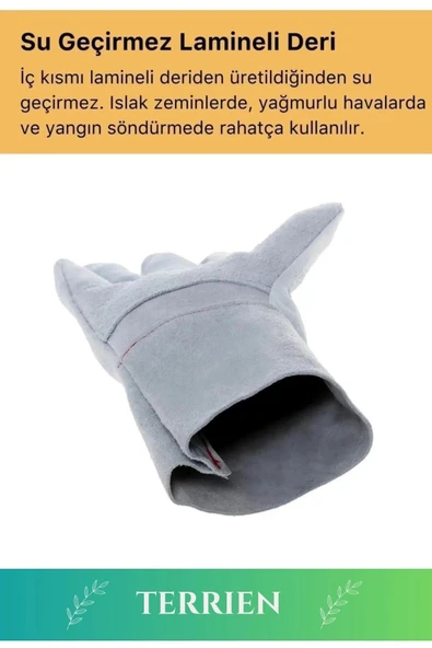 Premium Serisi Yanmaz Isıya Dayanıklı Eldiven Kaynak Yangın İçin Su Geçirmez Çok Amaçlı Deri Eldiven - 7