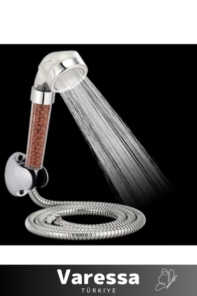 Su Tasarruflu Arıtmalı Paslanmaz Filtreli Duş Başlığı Doğal Taş Boncuklu Başlık Hortum Mafsal Seti - 4