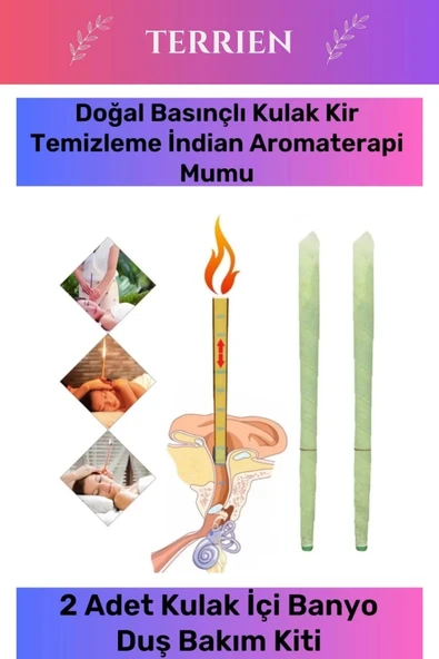Özel Üretim Doğal Basınçlı Kulak Kir Temizleme İndian Aromaterapi Mumu - 2 Adet