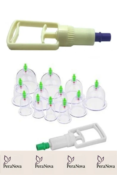 Çekme Vakum Pompalı Sarsılmaz Kutulu Selülit Yağ Çatlak Giderici Masaj Aleti 12'li Hacamat Kupa Seti - 2