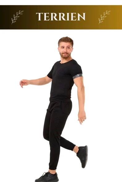 Premium Seri Terleme Hızlandırıcı Rahat Şık Destekleyici Kısa Kol Termal Sauna Eşofman Takım