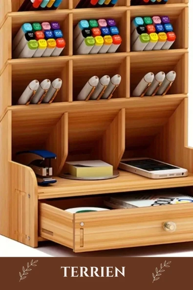 Özel Üretim Demonte Ev Ofis Çalışma Masası Dayanıklı Kolay Montaj Bölmeli Çekmeceli Ahşap Organizer - 4