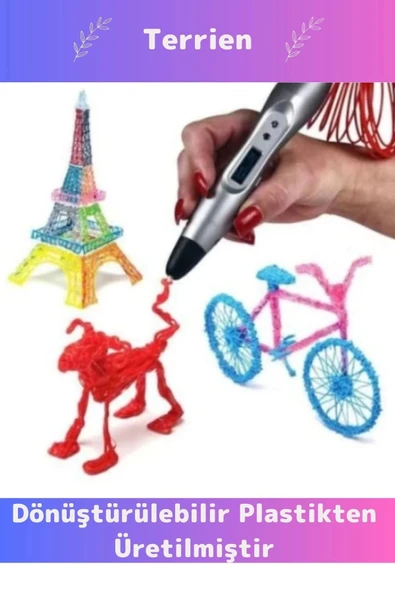 Özel Üretim Bükülebilir ABS Plastik 3D Çocuk Renkli Filament Üç Boyutlu Çizim Yazıcı Kalemi - 3