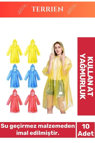Özel Üretim Kullan At Su Geçirmez Sızdırmaz 0,2mm Kalınlık Tek Kullanımlık 10 Adet Yağmurluk
