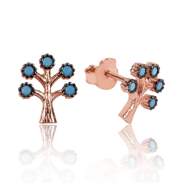 pilelistore 925 Ayar Gümüş Hayat Ağacı Çivili Küpe ürün görseli 1