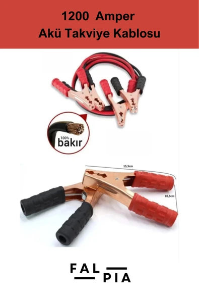Premium Seri %100 Bakır Kalın Kablo 1200 Amper Güçlü Araç Oto Akü Takviye Hızlı Şarj Kablosu 1 Adet - 4