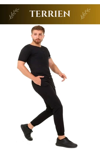 Premium Seri Terleme Hızlandırıcı Rahat Şık Destekleyici Kısa Kol Termal Sauna Eşofman Takım - 3