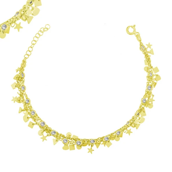 pilelistore 925 Ayar Gümüş Gold Şans Bileklik ürün görseli