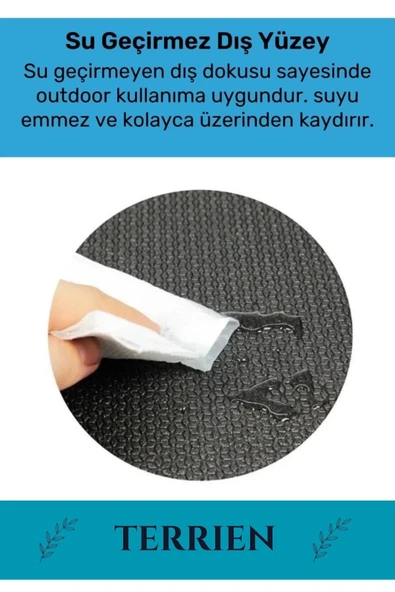 Taşıma Askılı Konfor Modeli Çift Taraflı Kaymaz Yoga Meditasyon Minderi Mavi Siyah Mat - 4