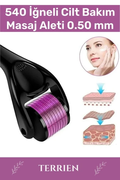 Derma Roller Titanyum Uçlu 540 İğneli Cilt Bakım Vücut Yenileme Masaj Aleti 0,50 mm