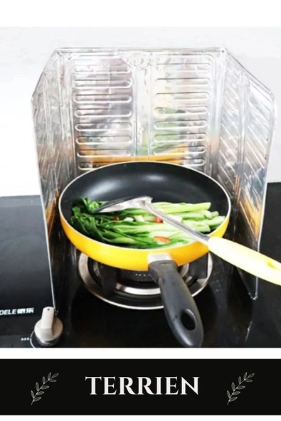 Özel Üretim Katlanabilir Isıya Dayanıklı Paslanmaz Kızartma Pişirme Yağ Koruyucu Alüminyum Paravan - 3