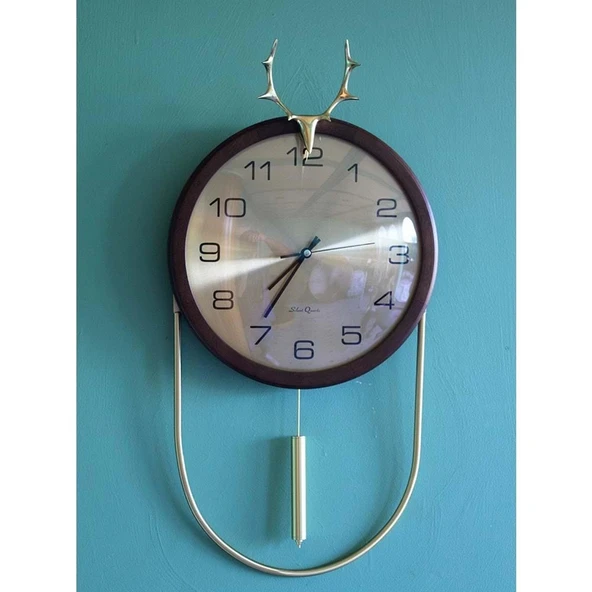 pilelistore Geyikli Duvar Saati Sarkaçlı Alk1580 Dekoratif Hediyelik - 2