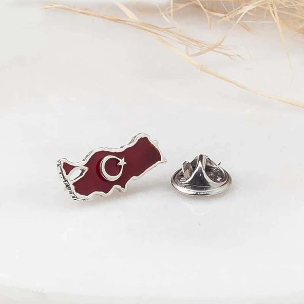 pilelistore 925 Ayar Gümüş Türkiye Haritası Rozet
