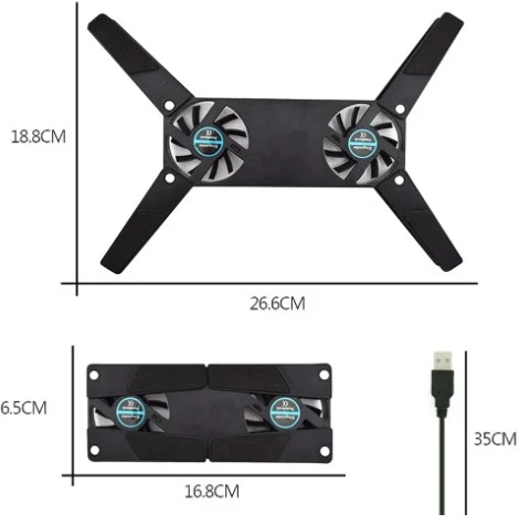 pilelistore Katlanabilir Laptop Soğutucu 2 fanlı - 4