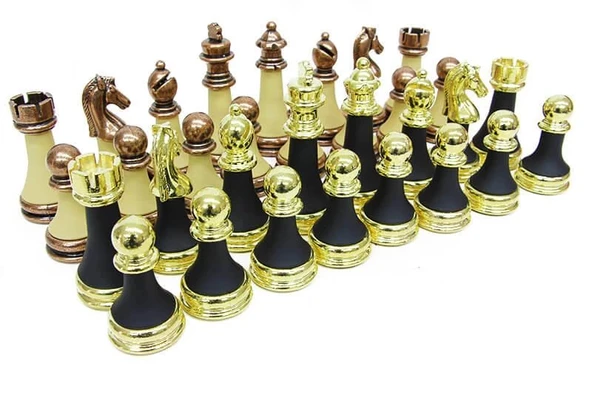 pilelistore Satranç Taşı Zamak Polyester Krem Siyah