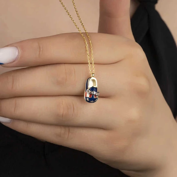 pilelistore Gümüş Gold Erkek Çocuk Pabuç Kadın Kolye - 2