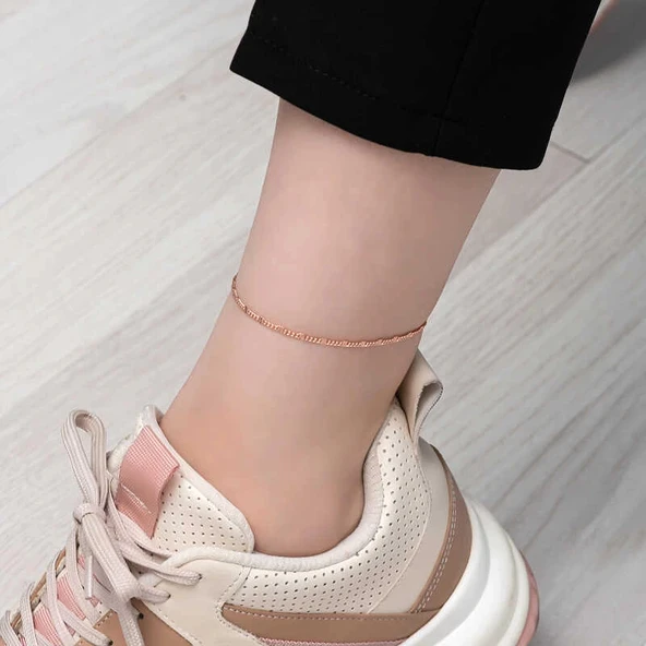 pilelistore 925 Ayar Gümüş Rose Kalemli Halhal - 2