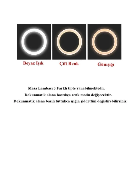 pilelistore Şarjlı Sarı Ve Beyaz Renk Masa Lambası - 3