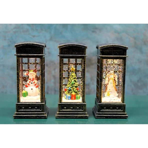 pilelistore Telefon Kulübeli Işıklı Kar Küresi