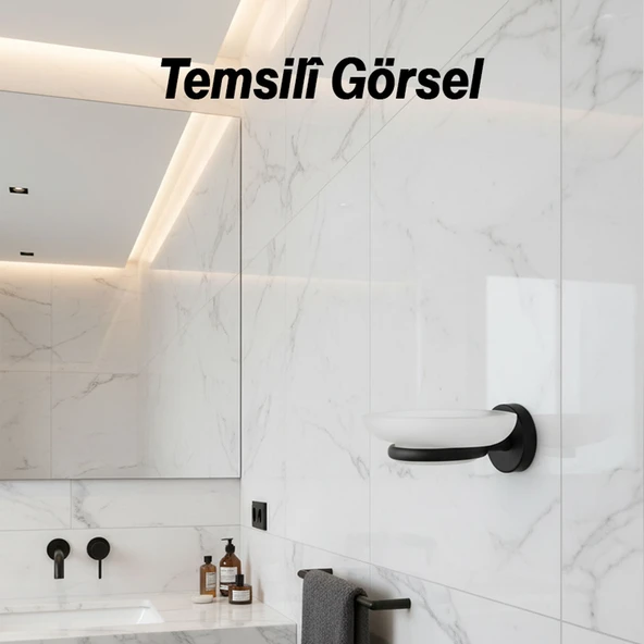 Siyah Metal Duvar Tipi Sabunluk Banyo Tuvalet Mutfak İçin Modern ve Dayanıklı Duvara Monte Sabunluk - 4