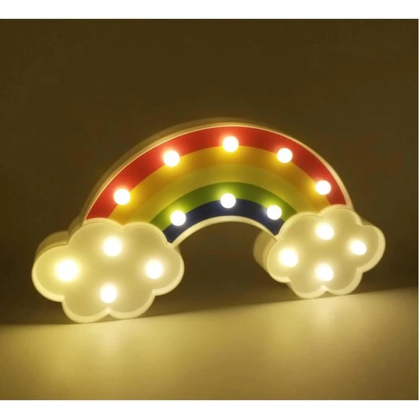 pilelistore Rengarenk Gökkuşağı Bulut Led Işıklı Gece Lambası