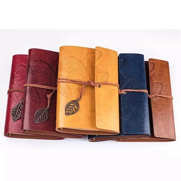 pilelistore Yaprak Kabartmalı Deri Hatıra Defteri ürün görseli