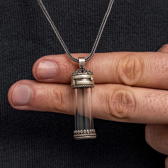 pilelistore Gümüş İçi Açılabilen Muska Kabı Cevşen Erkek Kolye