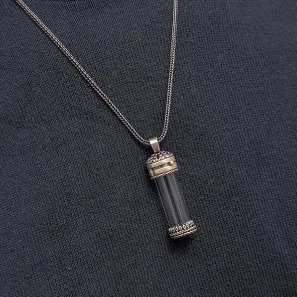 pilelistore Gümüş İçi Açılabilen Muska Kabı Cevşen Erkek Kolye - 5