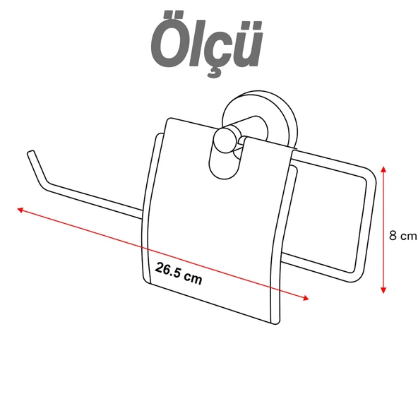 Kapalı Kağıt Havluluk Krom Gümüş Metal Duvara Monte Vidalı Banyo Tuvalet Mutfak Kağıt Havluluk 25 cm - Resim 3