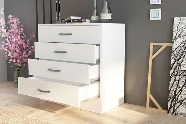 LENDA Figo 4 Çekmeceli Şifonyer - Beyaz - 2