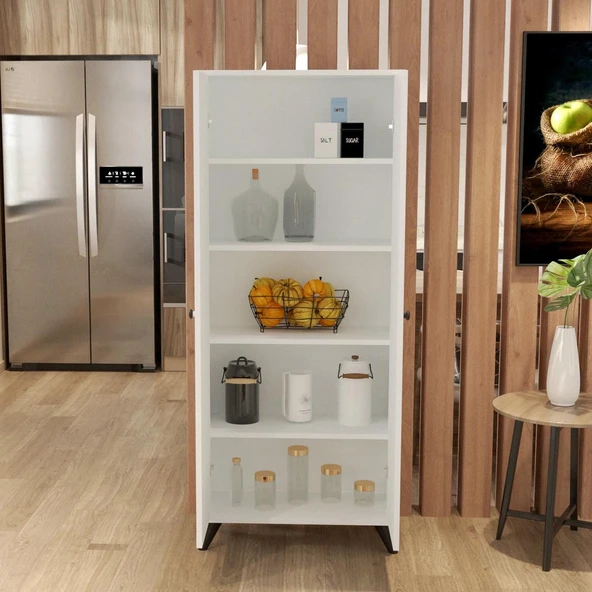 LENDA Ferda 2 Kapaklı 5 Raflı Çok Amaçlı Dolap - Beyaz - 3