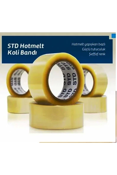 Std Pro Şeffaf Hotmelt Koli Bandı 45mm x 100m – Güçlü Yapışkanlı, Kopmaya Dayanıklı, Ambalaj Bandı - Resim 3