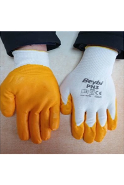 BBS HOME Beybi PN3 Nitril Polyester Örme İnşaat Bahçe İşçi Eldiveni XL No:10 - Resim 3