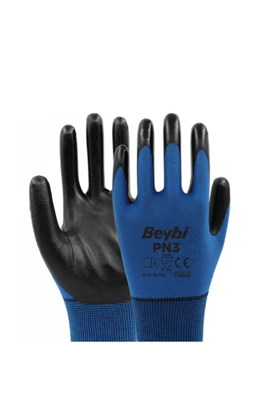Beybi Pn3 Mavi Siyah Nitril Bahçe İşçi Eldiveni 5 li Adet ürün görseli