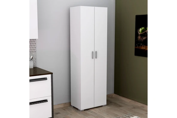 LENDA 2 Kapak 8 Raflı Çok Amaçlı Dolap - Beyaz