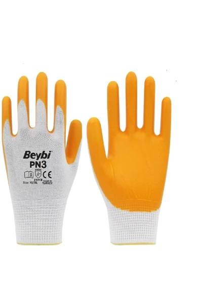 BBS HOME Beybi PN3 Nitril Polyester Örme İnşaat Bahçe İşçi Eldiveni XL No:10 - Resim 2